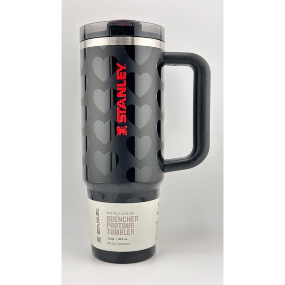 STANLEY VALENTINE'S QUENCHER PROTOUR FLIP STRAW TUMBLER, 30OZ- BLACK LOVELY - Picture 1 of 5